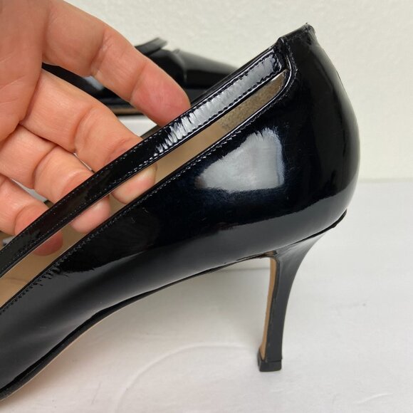 Manolo Blahnik Black Patent Leather Pointed Pump Heels Sz EU 42 - Picture 2 of 16